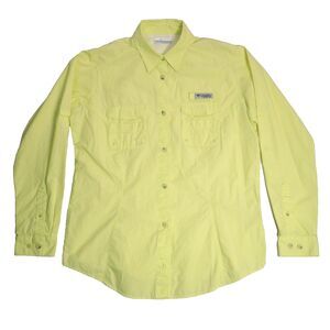 Columbia PFG Women Large Neon Long Sleeve Button Up  Vented Shirt High Visiblity